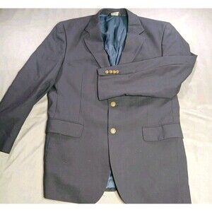 Jos A Bank Blazer Men 42R Wool Navy Blue Bronze /Gold 2 Button Sport Coat Jacket